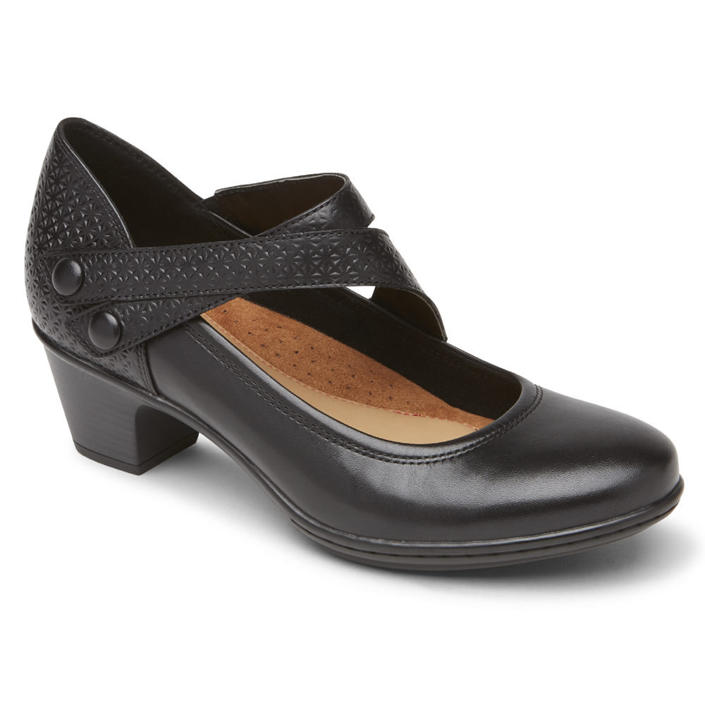 Rockport Womens Wedges Black - Cobb Hill Kailyn Asymmetrical Mary Jane - UK 823-QMZHTE